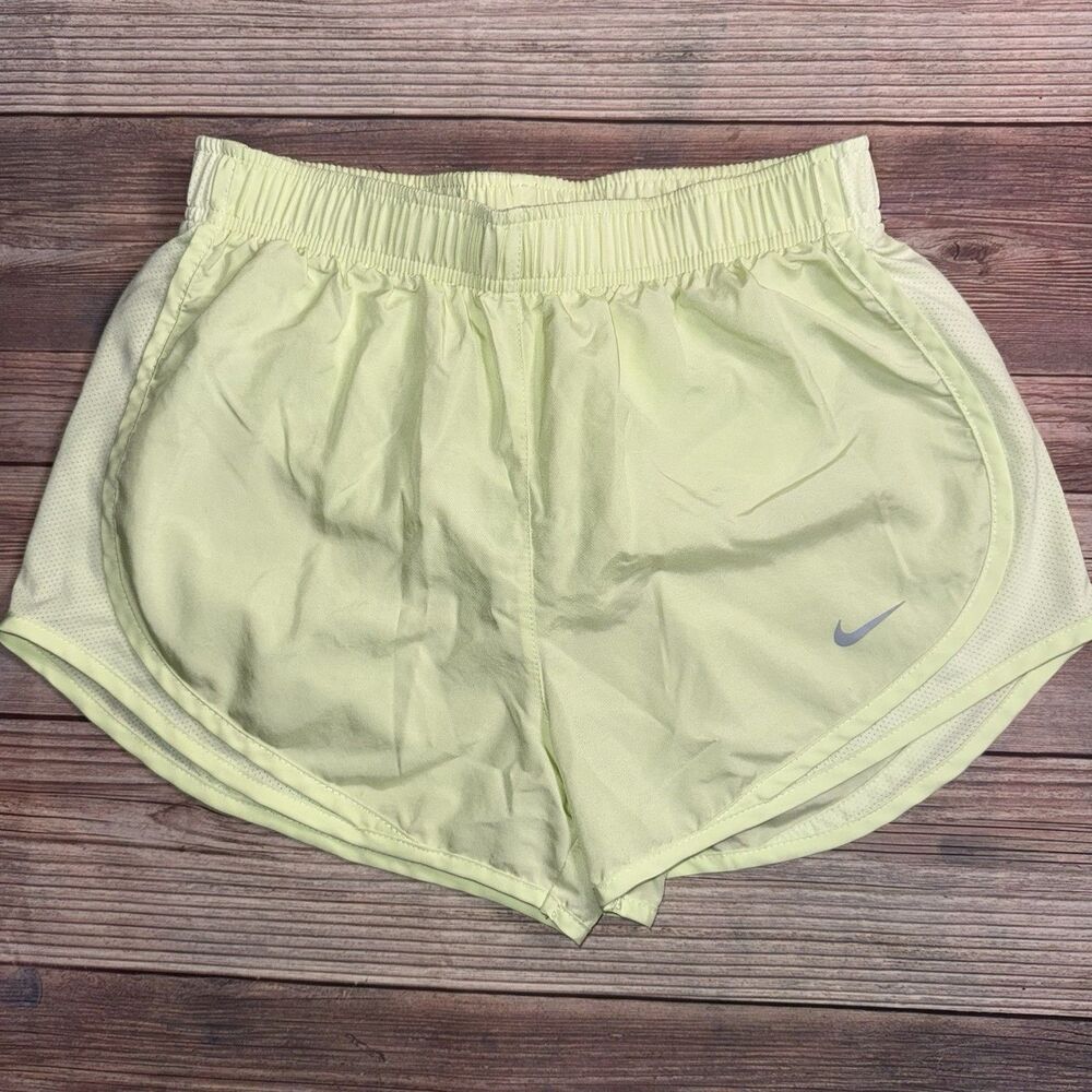 Nike Dri-Fit Tempo Running Shorts Women's Small Green Brief Lined 3" Inseam